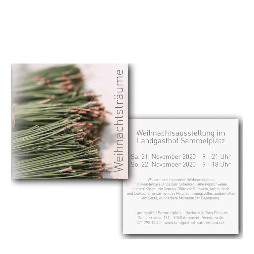 Flyer Weihnachtsausstellung, Landgasthof Sammelplatz